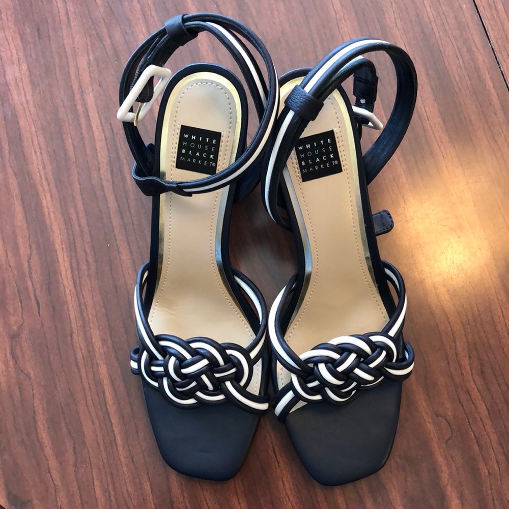 White House Black Market Nova Mixed Knot High Heeled Sandals